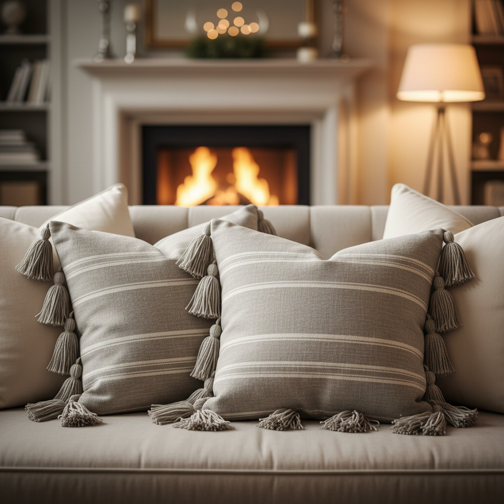 Decorative Linen Fringe Throw Pillow Covers – Set of 2
