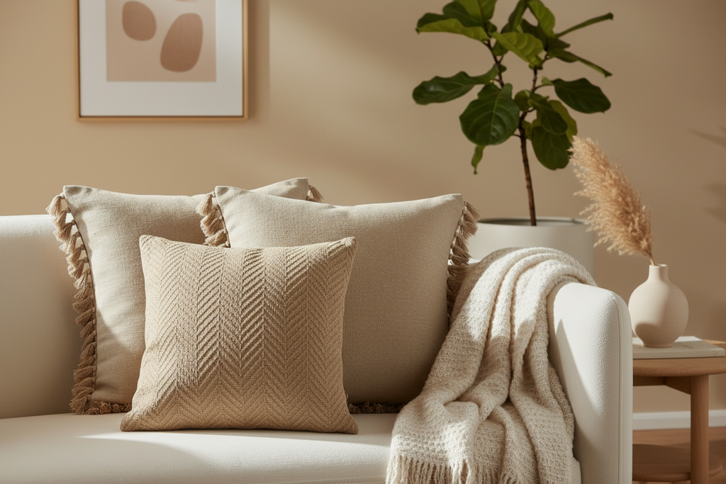 Decorative Linen Fringe Throw Pillow Covers – Set of 2